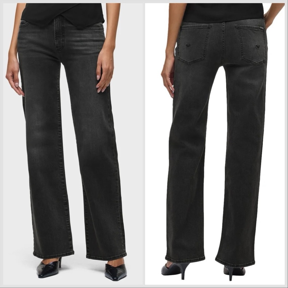 NWT Hudson Rosalie High-Rise Wide-Leg Jeans in Washed Black